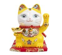 lachineuse Neko Statuette, Porcelain, Maneki Yellow, 13,5x11x7,5 cm