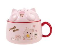 lachineuse Ramen Bowl - Pink Pig - 1020 ML - with Cutlery Set