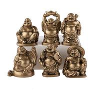 Lachineuse - Set of 6 Laughing Buddha Statuettes - Small Buddha Figures - Health, Wealth, Wisdom, Happiness - Feng Shui Lucky Charm Home Decoration - Gift Idea Zen Decoration Asia