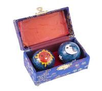Lachineuse - Set of Qi Gong Balls Moon Sun - Chinese Anti-Stress Enamel Balls φ 40 mm - Zen Relaxation Gift Box - Asian Japan China Feng Shui Object - Blue