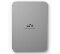 LaCie Mobile Drive, 2 TB, External Hard Drive Portable - Moon Silver, USB-C 3.2