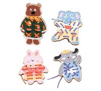 Lacing Cards for Toddler, Wooden Animal & Dinosaur Threading Boards, Fine Motor Skills Toy for Kids Learning, Shoe Tying Practice and Preschool Quiet Time Activity, Animal Design
