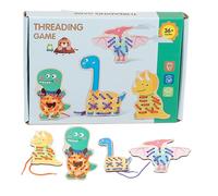 Lacing Cards - Wooden Cards, Fine Motor Development, Imaginative Animal Dinosaurs Activity, Portable Creative Play | Preschool Age