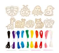 Lacing Practice Cards - Wood Build, Sewing Threading Cards, Hand Coordination Kit | Perfectly Great For Creative Thinking Practice Use