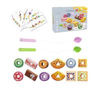 Lacing Set - Colorful Bead Shapes Kit, Durable Stringing Pieces Bundle, Preschool Learning Activity Guide, Engaging Hand Eye Coordination Training | Motor Practice For Early Childhood Learning
