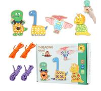 Lacing Threading Toy - Animal Theme Early Learning Engaging | Wooden Lacing Board Toy,for Kindergarten Travel Home Bedroom Road Trips Young Children