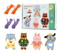 Lacing Threading Toy | Animal Theme Early Learning Engaging | Wooden Lacing Threading Toy | for Boys Girls Young Child Travel Road Trips Bedroom Home Kindergarten