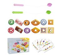 Lacing Toy - Preschool Learning Game | Fruit Veggie Lacing Toy | for Home Kids Play Classroom Teaching Travel Car Road Trip Boys Girls, Fruit Threading Game Beaded Farm Animal Vegetable