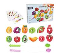 Lacing Toy - Preschool Learning Game | Fruit Veggie Lacing Toy | for Home Kids Play Classroom Teaching Travel Car Road Trip Boys Girls, Fruit Threading Game Beaded Farm Animal Vegetable