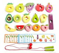 Lacing Toy - Wooden Stringing Activities Sorting Game,String Lacing Beads | for Ages 3 + Boys Girls Learning Development Game Preschool Kids