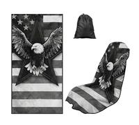 LACIYISON American Flag Eagle Print Universal Front Seat Cover 61x31 Inches Universal Fit Car Seat Towel Cover, Multi-Purpose Sweat Towel for Yoga, Picnic, 2 Pack