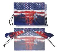 LACIYISON American Flag Print Car Window Shades Double Layer Auto Sun Shade with 5 Magnets, Full Blackout & Semi-Transparent 2 in 1, 250th Anniversary Car Window Curtain, 19.7x27.6 Inches, 2 Pack
