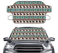 LACIYISON Aztec Horse American Tribal Print Windshield Snow Ice Covers 55.9" x 37.7" Shade Waterproof Sun Protection Universal Fit for Cars, Trucks, SUVs, MPVs