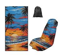 LACIYISON Beach Palm Tree Sunset Print Car Seat Cover Universal Front Seats Protector, Running Towel for Gym Workout, Swimming, Beach and Hiking, Front Seat Covers for Trucks SUV Van Sedan, 2 Pack