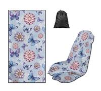 LACIYISON Boho Mandala Butterfly Print Car Seat Cover Absorbent Microfiber Front Seat Protector with Storage Bag, Quick-Dry Running Towel for Gym, Outdoor Sport, and Beach, 2 Pack