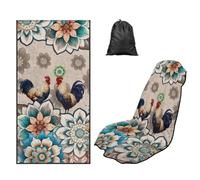 LACIYISON Boho Mandala Chicken Print Car Seat Towel Cover with Storage Bag, Universal Front Seat Protector, Absorbent Microfiber Towel for Gym, Running, Swimming, 2 Pack