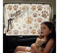 LACIYISON Brown Paws Star Print Car Sun Shade for Baby Double Opening Car Window Curtain with 5 Magnets, 2 in 1 Full Blackout & Semi-Transparent Half Shade Options, Auto UV Heat Blocker for SUV Truck