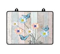 LACIYISON Butterfly Daisy Wood Print Heat-Resistant Silicone Induction CooktopMat, Fireproof Stove Top Cover for Electric Stove, 29.18 x 20.96 inch Cooktop Protector with Hanging Loops