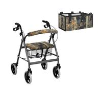 LACIYISON Camo Bear Print 3-Piece Rollator Walker Accessories Set for Elderly Rollator Walker Seat and Backrest Cover, Under-Seat Button Storage Bag