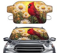 LACIYISON Cardinal Daisy Flower Print Windshield Cover for Ice and Snow, Car Front Window Snow & Frost Cover, Complete Protection Winter Car Accessories for Sedan SUV Van