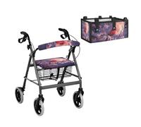 LACIYISON Cardinal Flower Moon Print 3-Piece Rollator Accessories Set, Walker Seat and Backrest Cover, Under-Seat Storage Bag, Easy to Install Rollator Walker Accessories for Seniors