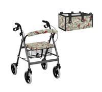 LACIYISON Cardinal Flower Print Rollator Accessories Set Under Seat Walker Storage Bag Rollator Seat Cushion and Backrest Cover Set, Walker Accessories for Seniors
