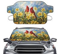 LACIYISON Cardinal Lily Flower Print Windshield Snow Cover for Cars, Trucks, Vans, Waterproof Windproof Winter Frost and Ice Removal Sunshade, 55.9 x 37.7 inch