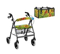 LACIYISON Cardinal Sunflower Print Rollator Walker Accessories Set, Breathable Walker Seat Cover Backrest Cover, Replacement Under-Seat Storage Bag for Elderly