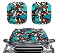 LACIYISON Cow Aztec Print Auto Windshield Sunshade, Car Windshield Sun Shade 2 Pieces Shade Foldable Blocks Sunshade and Keep Your Vehicle Cool