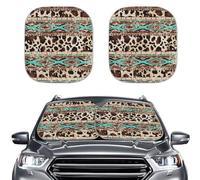LACIYISON Cow Spot Aztec Print Car Windshield Sun Shade Foldable 2pcs Sun Heat Blocker UV Rays Protector Front Sunshade for Universal Cars Truck SUV
