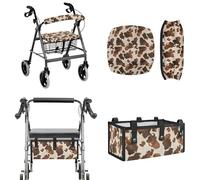 LACIYISON Cow Spot Print Walker Accessories 3 Piece Set for Seniors Rollator Walker Seat and Backrest Covers Under Seat Storage Bags for Four Wheel Rollator