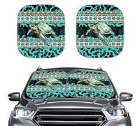 LACIYISON Cow Spot Turtle Aztec Print Windshield Sun Shade Universal Fit 2-Piece Foldable Sunshades Reflective Fabric Blocks Heat Keep Your Car Cool Auto Accessories