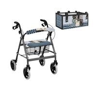 LACIYISON Cute Cat Wave Print Walker Accessories 3 Piece Set for Seniors Rollator Walker Seat and Backrest Covers Under Seat Storage Bags for Four Wheel Rollator
