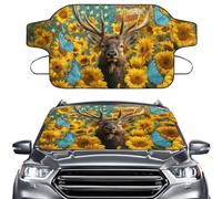 LACIYISON Deer Butterfly Sunflower American Flag Print Windshield Snow Cover Windshield Cover for Ice and Snow, Waterproof Shield Window Protector for Car Truck SUV