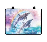 LACIYISON Dolphin Rainbow Print Stove Cover for Electric Stove, Foldable Stove Top Cover for Glass Top, Heat Rubber Mat Cooktop Cover Top Protector with Hanging Loops, 29.18" x 20.96"