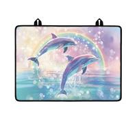 LACIYISON Dolphin Rainbow Print Stove Top Cover 21 x 29 Inch Extra Large Silicone Stovetop Covers for Glass Top Electric Stove Heat-Resistant Ceramic Glass Cooktop Protector Dish Drying Mats