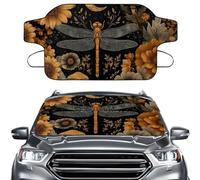 LACIYISON Dragonfly Sunflower Print Car Windshield Snow Cover 600D Oxford Fabric Front Windshield Cover for Ice and Snow for All Season, Winter Protector