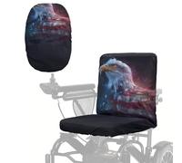 LACIYISON Eagle American Flag Print Electric Wheelchair Seat Cover 250th Anniversary Mobility Scooter Covers Wheelchair Seat Protector Professional Accessories Mobility Scooter Cover