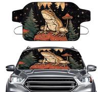 LACIYISON Frog Mushroom Forest Moon Star Print Car Windshield Snow Ice Cover, Waterproof Car Sun Shade Vehicle Windproof Protect Cover, Winter Frost Auto Exterior Accessories for SUV Sedan Truck