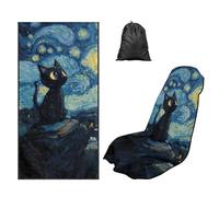 LACIYISON Galaxy Cat Print Car Seat Towel Covers with Storage Bag 61 x 31 Inches Front Seat Cover Washable Athletic Running Towel for Outdoor Sport Activities
