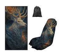 LACIYISON Galaxy Deer Print Car Seat Cover Universal Front Seat Protector for Sedans, Quick-Dry & Soft Microfiber Athletic Running Towel Multi-Purpose Yoga Mat, Beach Towel, 2 Pack