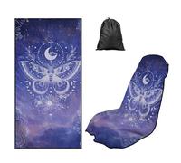 LACIYISON Galaxy Moon Daisy Butterfly Print Multi-Purpose Car Seat Cover 61x31 Inches Front Seat Protector, Absorbent Microfiber Portable Running Towel for Hot Yoga, Beach, and Outdoor Sport, 2 Pack