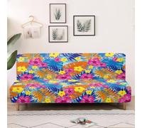 LACIYISON Hawaii Hibiscus Print Sofa Cover Washable Armless Sofa Slipcover Stay in Place Furniture Protector with Elastic Bottom 1 Piece Couch Cover for Kids, Dogs, Cats