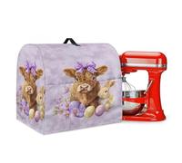 LACIYISON Highland Cattle Rabbit Egg Daisy Pattern Dust Cover for 6-8 qt Stand Mixer, Protective Stand Mixer Cover Easter Decor with Top Handle and Pockets, Drawstring Kitchen Aid Mixer Covers, L