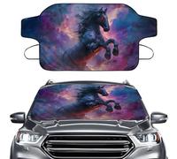 LACIYISON Horse Cloud Print Windshield Cover for Ice and Snow, Heavy Duty 600D Oxford Fabric Windshield Protector Fit Waterproof Hail Frost Cover Winter Car Accessories