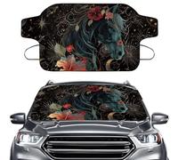 LACIYISON Horse Hibiscus Moon Star Print Car Windshield for Ice and Snow Cover, Front Windshield Sunshade Windproof Front Window Protection Universal for SUV, Truck, Sedan, Van