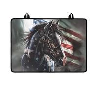 LACIYISON Horse Print Silicone Stove Mat for Glass Top, Retro American Flag Cooktop Protector, Dish Drying Mat for Kitchen, Foldable Range Cover for Electric Cooktops, 29.18 x 20.96 inches