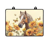 LACIYISON Horse Sunflower Butterfly Print Heat-Resistant Silicone Induction CooktopMat, Fireproof Stove Top Cover for Electric Stove, 29.18 x 20.96 inch Cooktop Protector with Hanging Loops