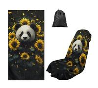 LACIYISON Panda Sunflower Print Car Seat Towel Covers for Front Seats Washable Universal Fit Front Seat Cover Portable Running Towel, Yoga Mat, Swimming Towels, Picnic Mat, 2 Pack