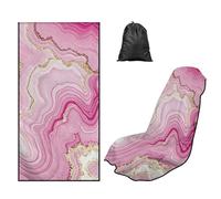 LACIYISON Pink Marble Print Car Seat Towel Cover with Sweat Absorption, Soft and Washable Auto Seat Cover, Portable Athletic Running Towel for Hot Yoga, Gym, Workouts